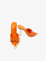 Load image into Gallery viewer, Orange Stacy Croc Peep-toe Mule
