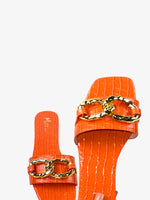 Load image into Gallery viewer, Orange Chloe Croc Sandal
