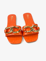 Load image into Gallery viewer, Orange Chloe Croc Sandal
